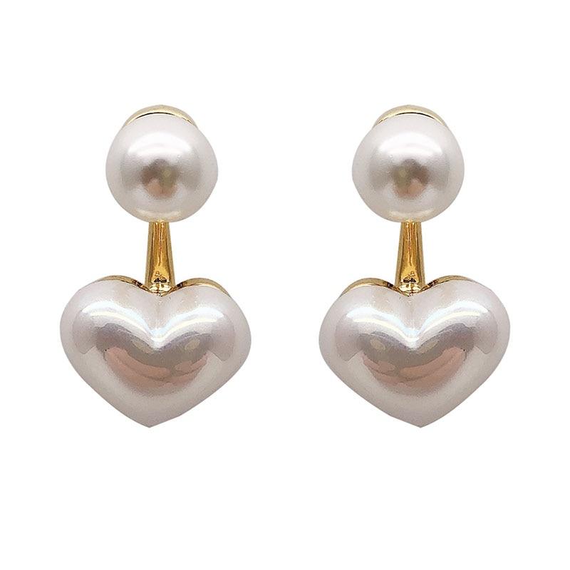 Simple Pearl Heart Earrings