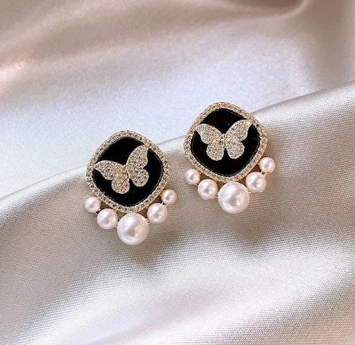 Pearly Butterfly Stud Earrings