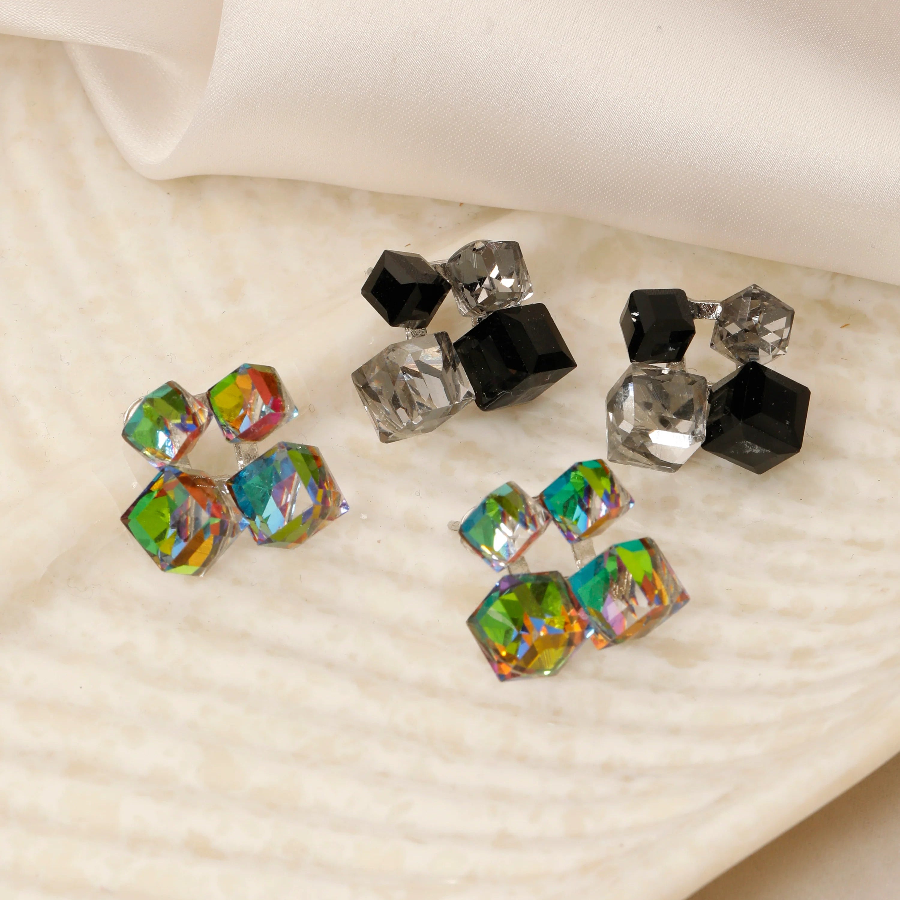 Square Crystals Stud Earrings