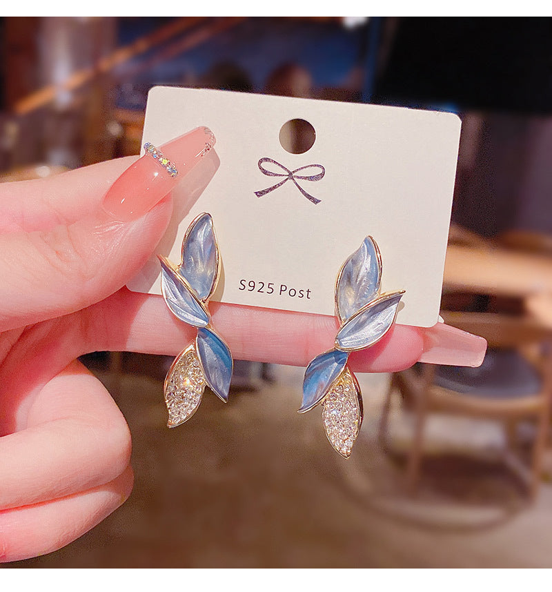 Oil Painted Leaf Earrings