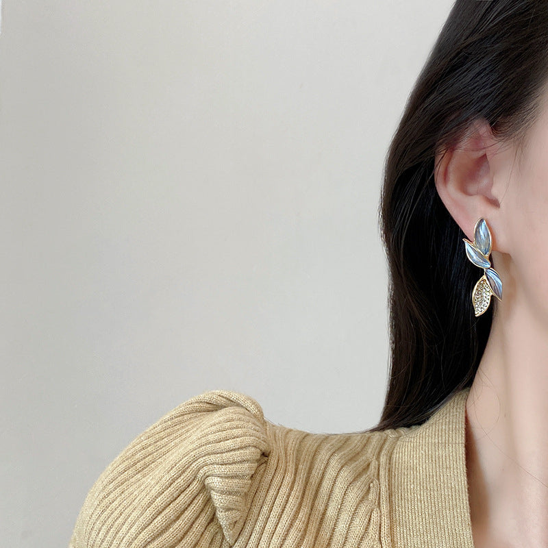 Oil Painted Leaf Earrings