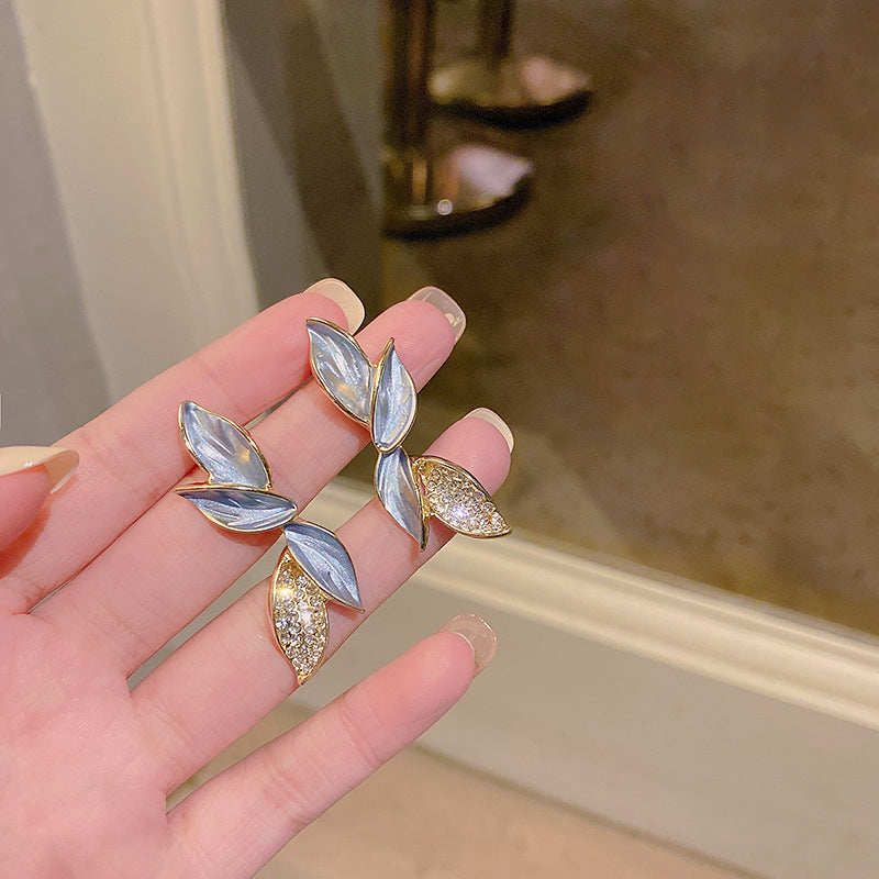 Oil Painted Leaf Earrings