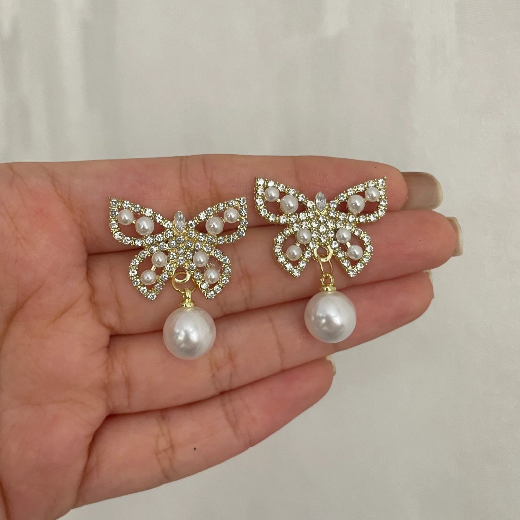 Stone & Pearl Butterfly Studs