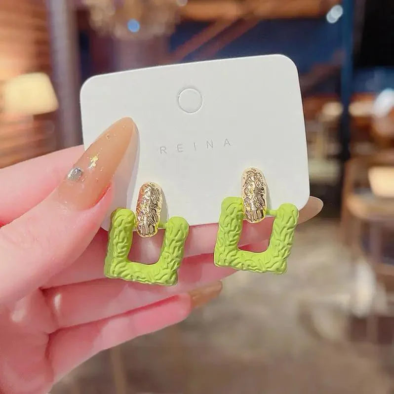 Green Square Studs