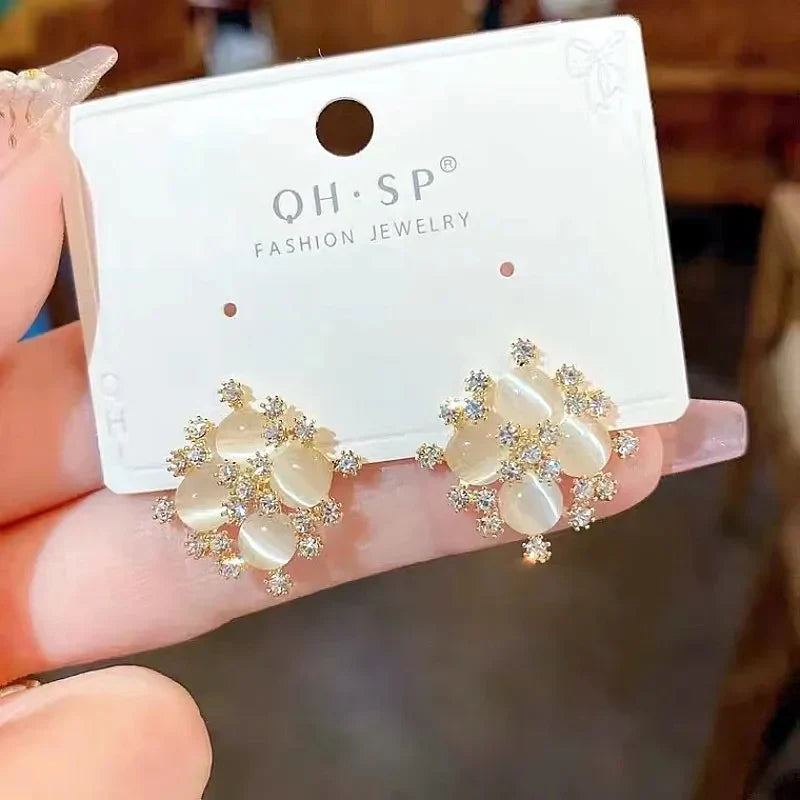 Opal & Stones Snowflakes Earrings