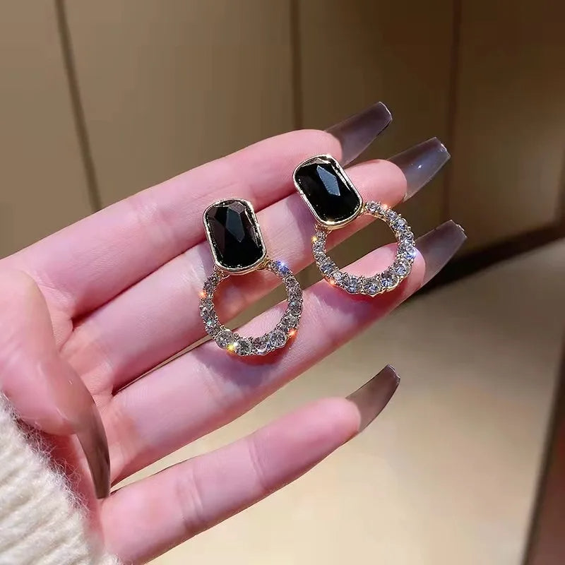 Geometric Hollow Gem Stud Earrings