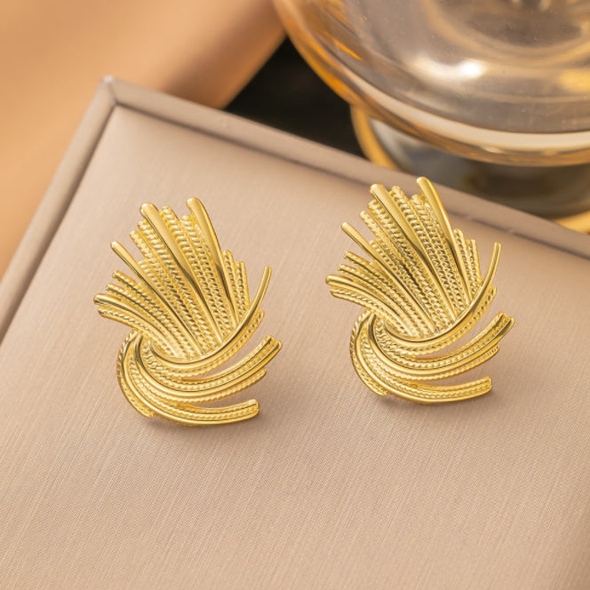 Metal Rotational Texture Irregular Earrings