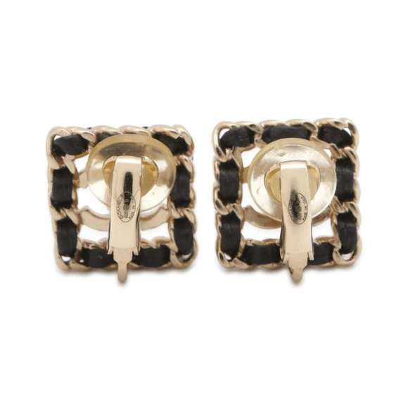 CC Square Leather Stud Earrings