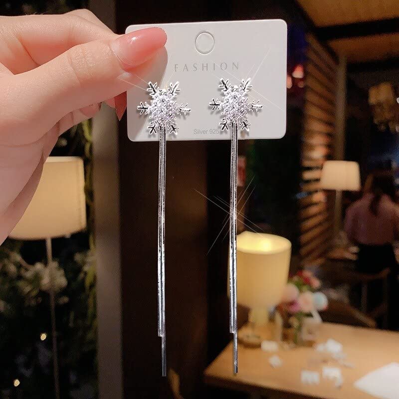 Snowflake Tassel Long Earrings
