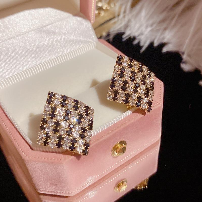 Black and White Crystal Stud Earrings