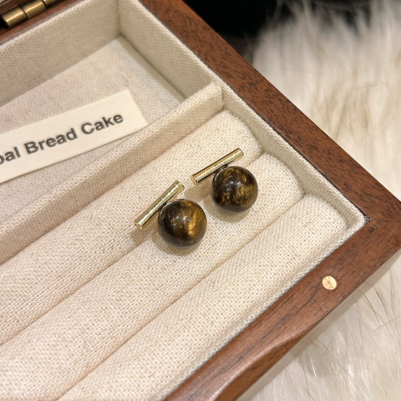 Minimalist Gold Plated Round Pearl Stud Earrings