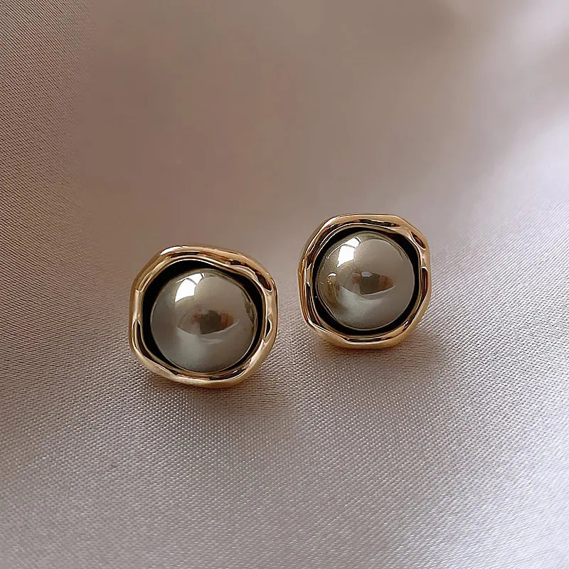 Geometric Grey Metallic Studs