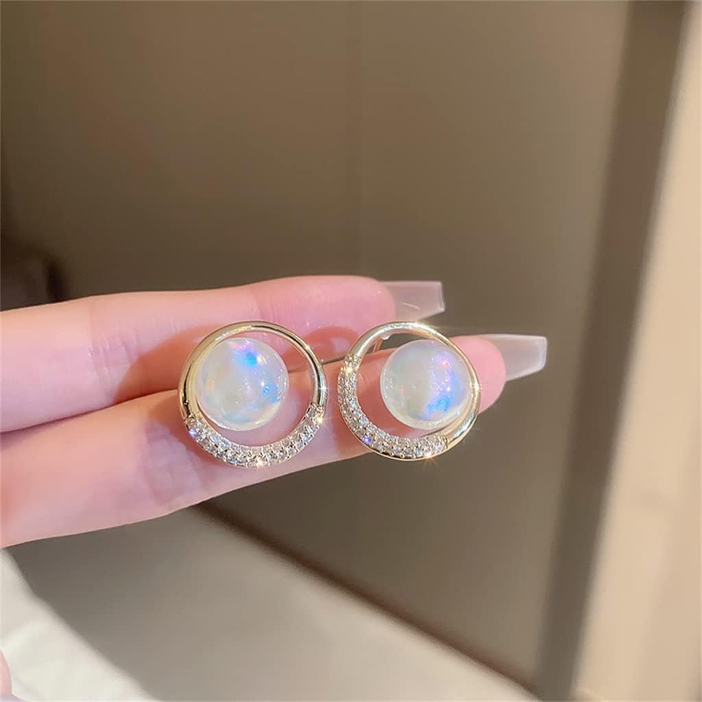 Exquisite Mermaid Pearl Round Stud Earrings