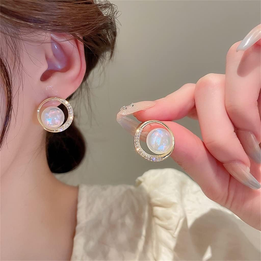 Exquisite Mermaid Pearl Round Stud Earrings
