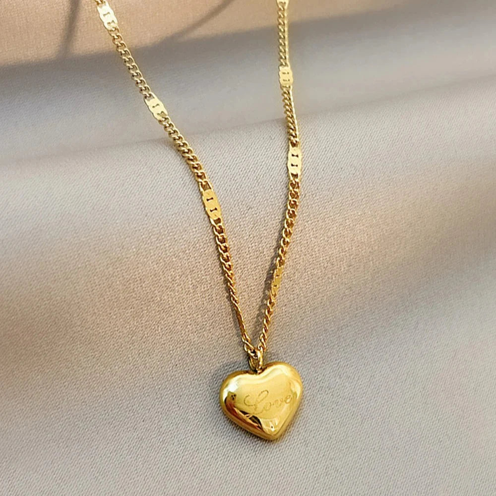 Minimal Heart Love Stamp Necklace