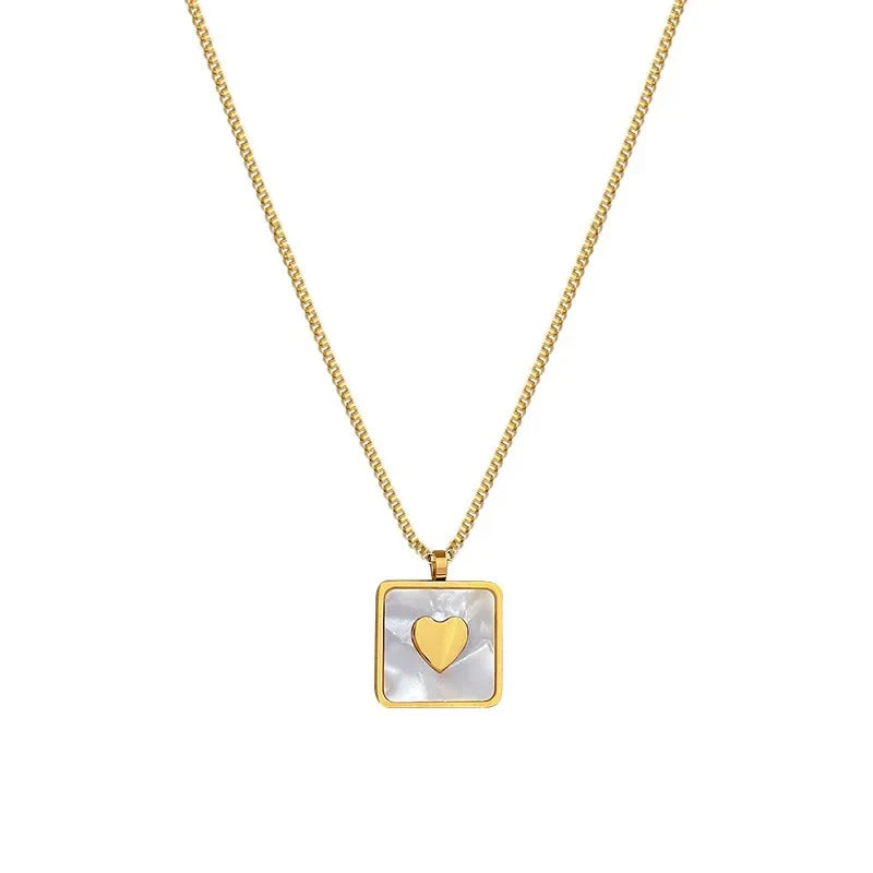 Heart In Opal Square Necklace