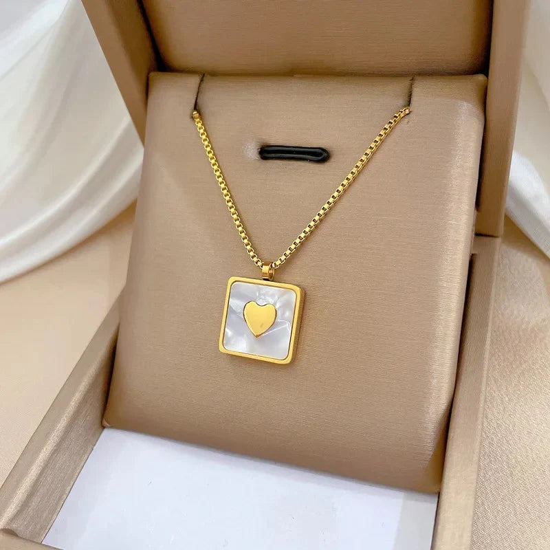 Heart In Opal Square Necklace