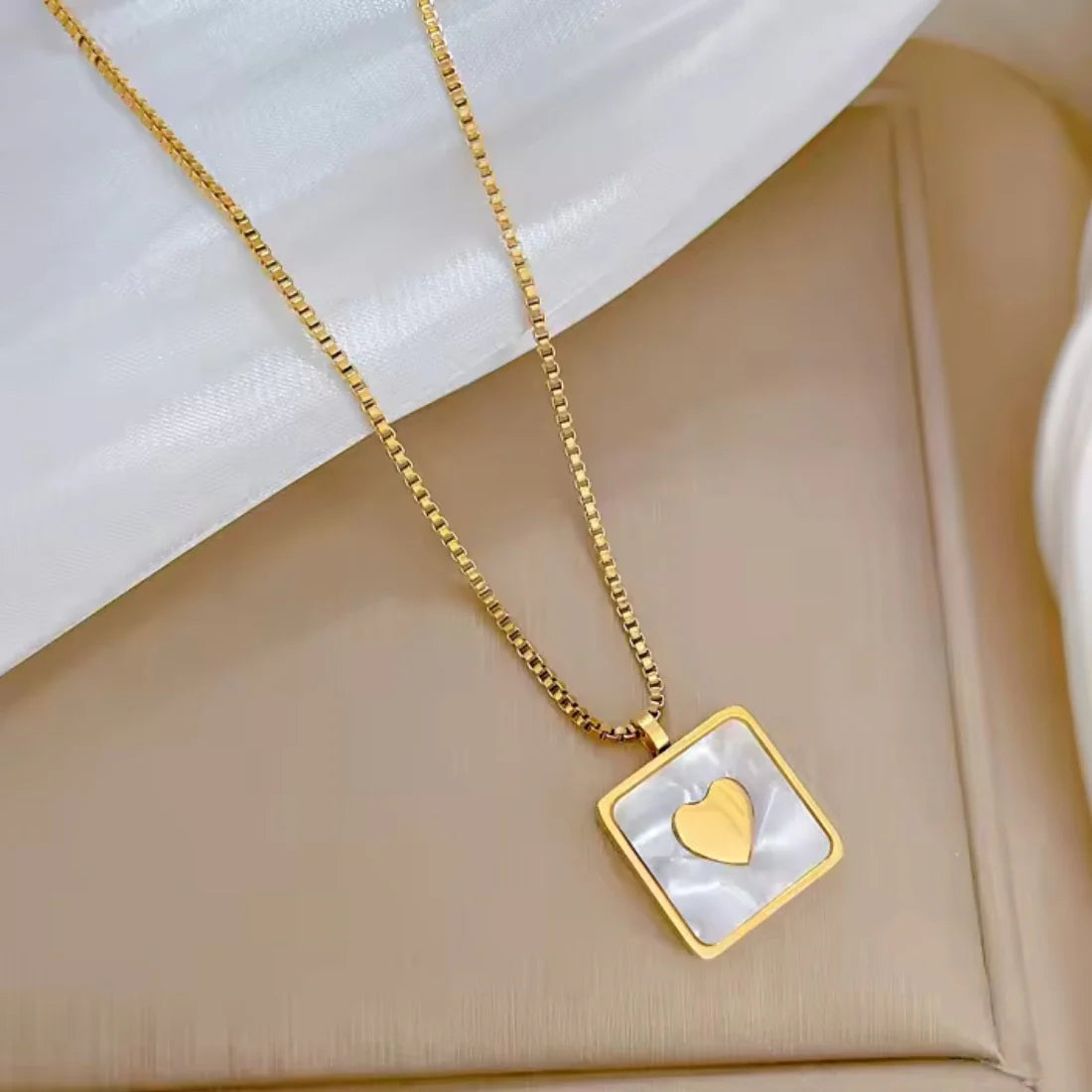 Heart In Opal Square Necklace