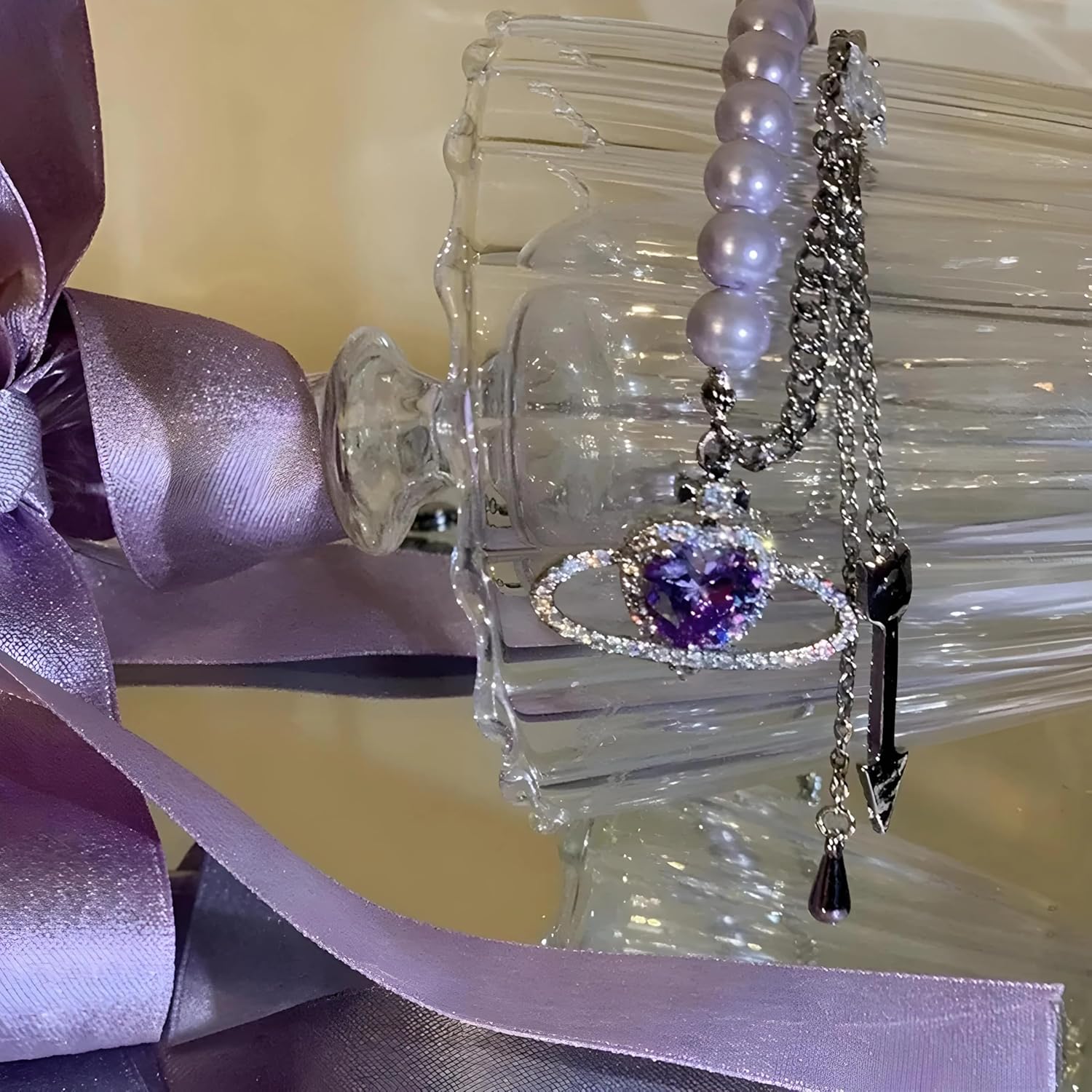 Lavender Love Planet Pearls Necklace