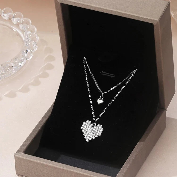 Double Layer Delicate Heart Necklace