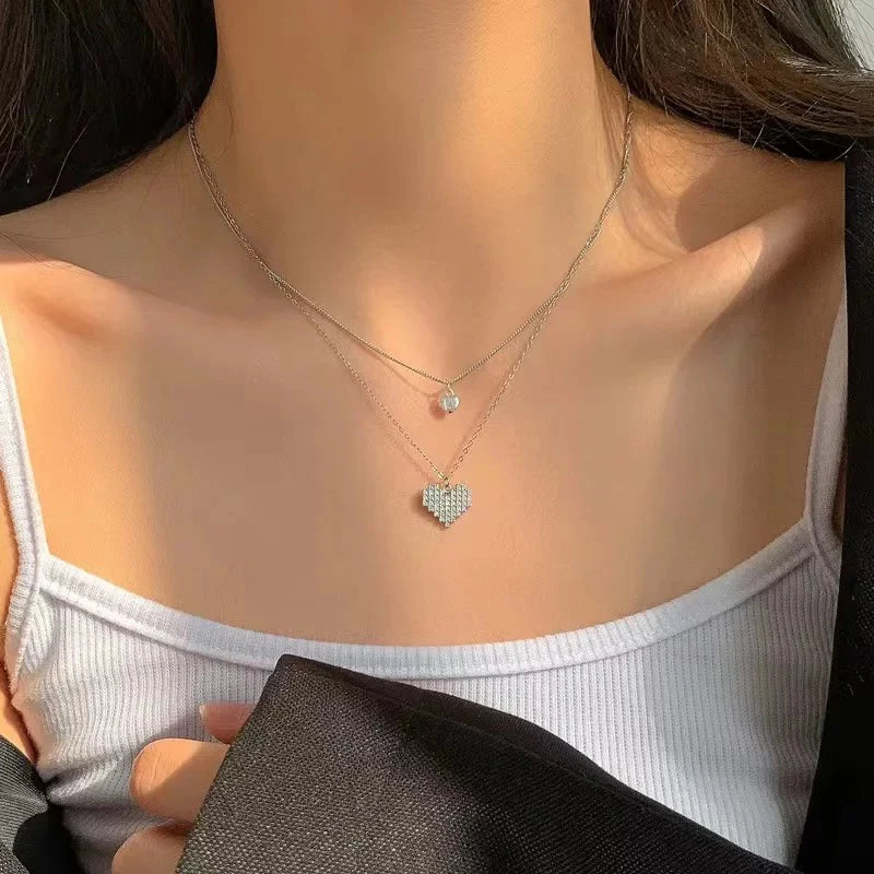 Double Layer Delicate Heart Necklace