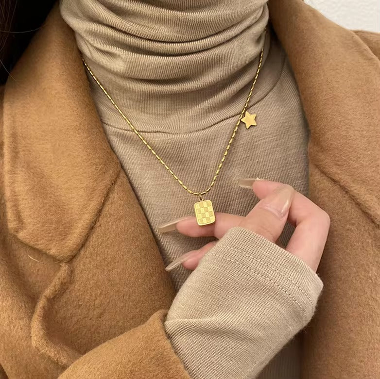 Dainty Square Star Pendant Necklace