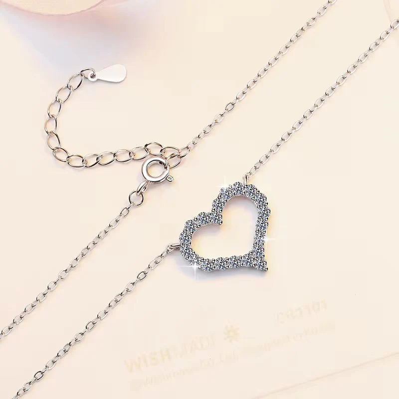 Alloy Hollow Heart Stone Pendant