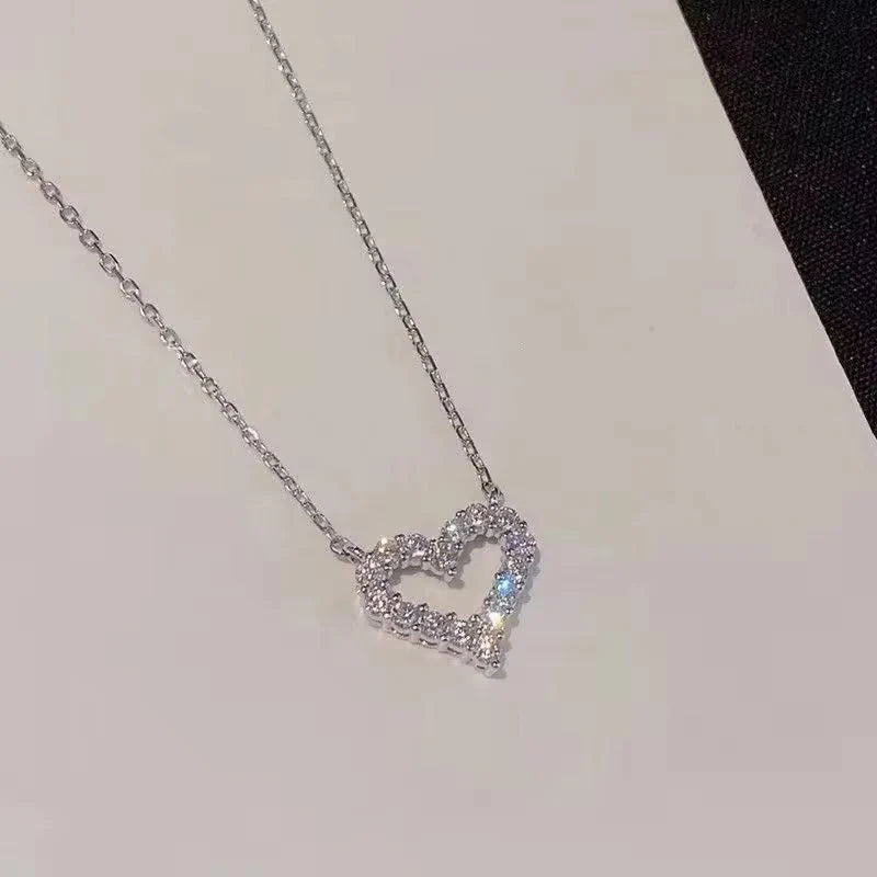 Alloy Hollow Heart Stone Pendant