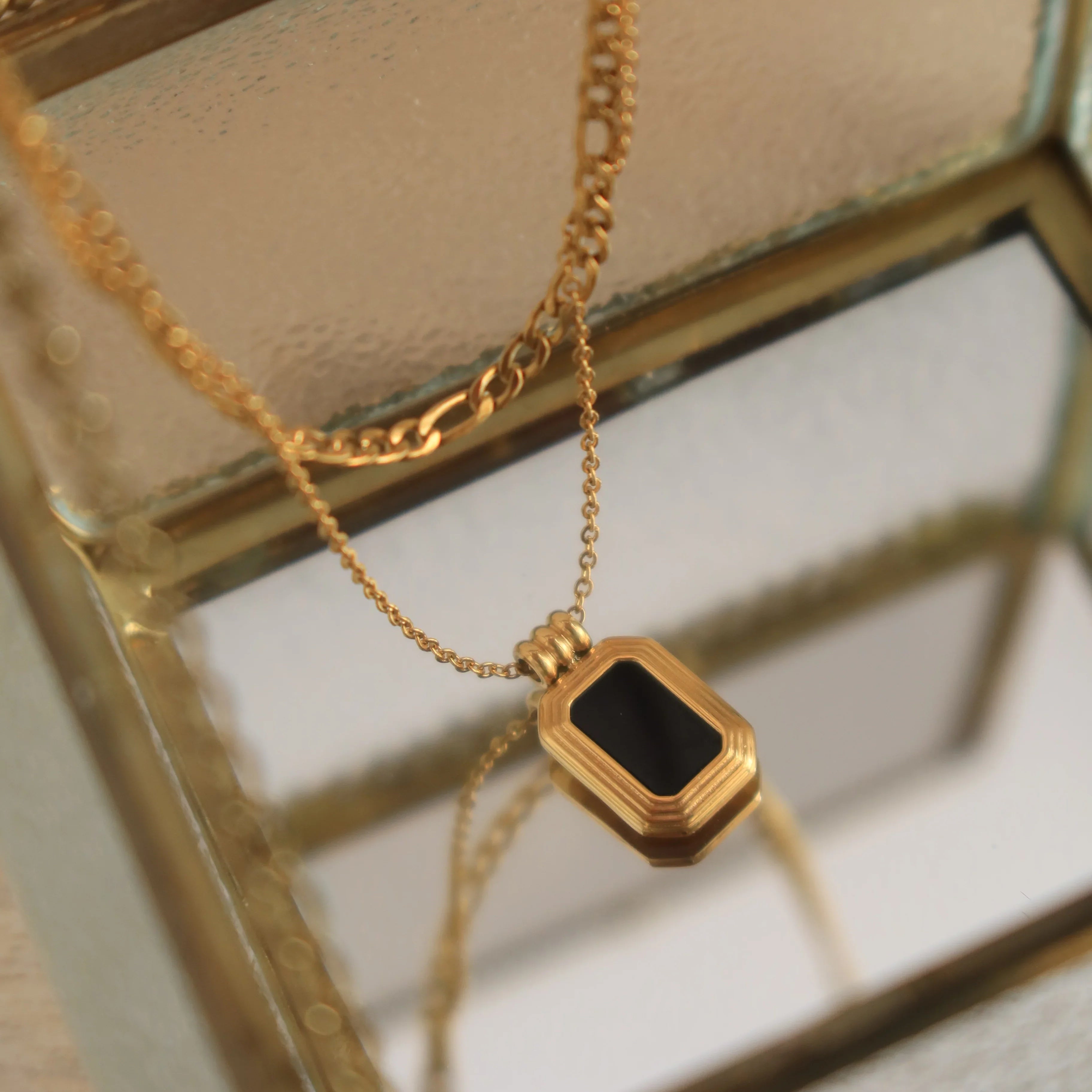 Alloy Dual Layer Black Square
