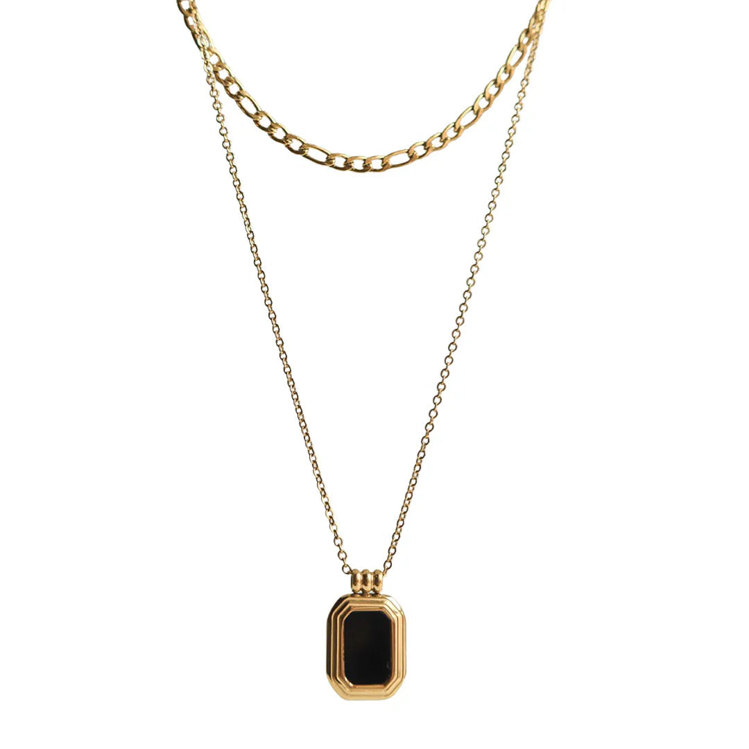 Alloy Dual Layer Black Square