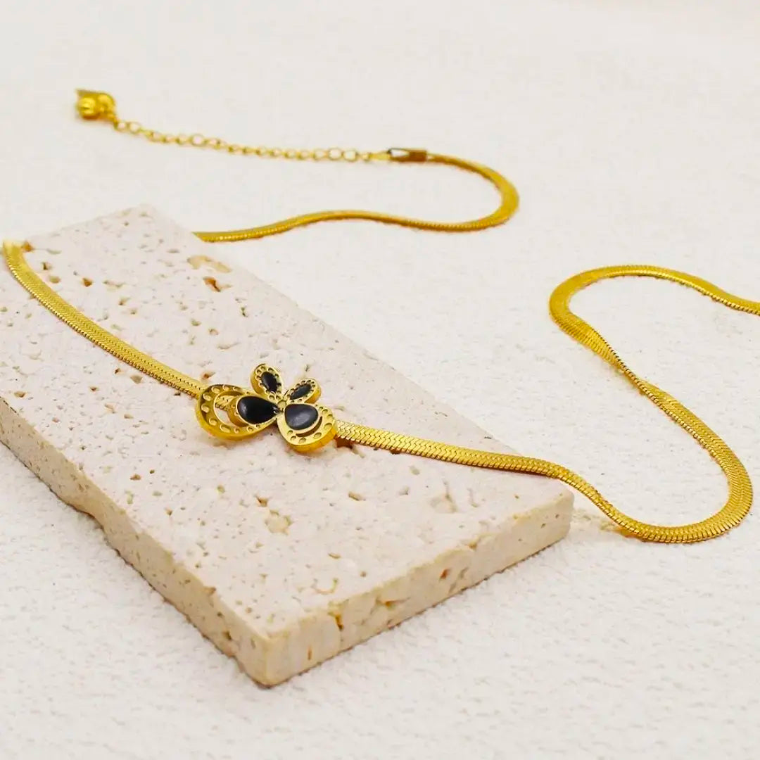 Black Butterfly Snake Chain Necklace