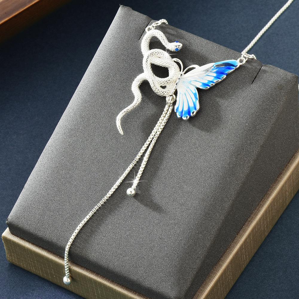 Snake & Butterfly Siilver Necklace
