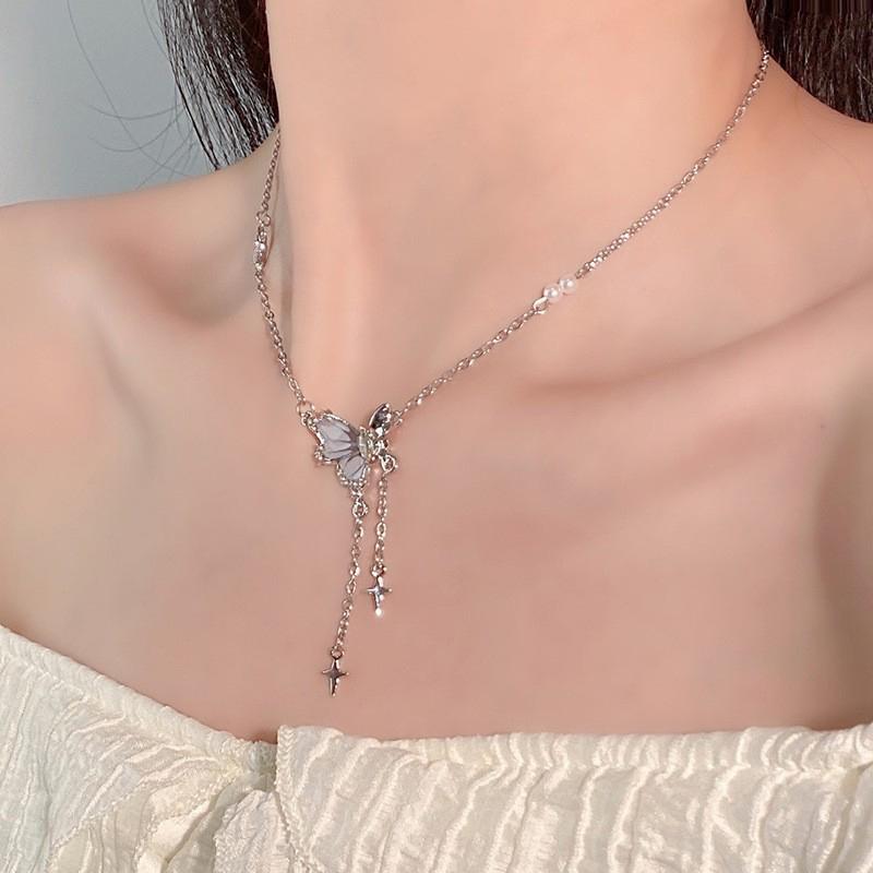 Classic Style Half Butterfly Wings Drop Necklace