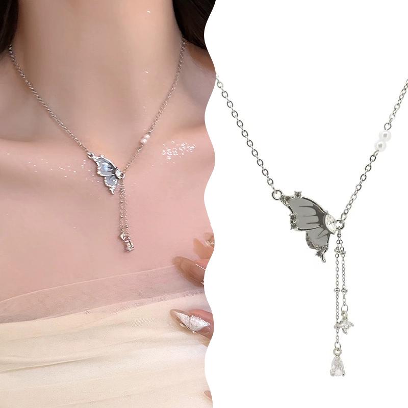 Classic Style Half Butterfly Wings Drop Necklace