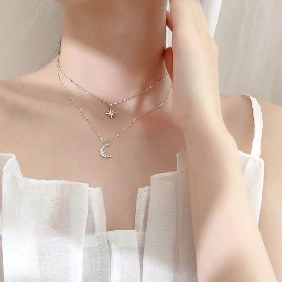 The Moon & Star Dual Chain Necklace