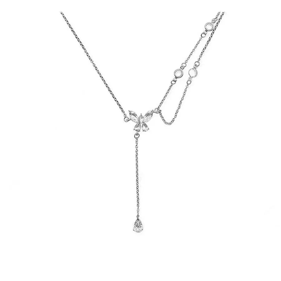 Two Layer Crystal Butterfly Necklace